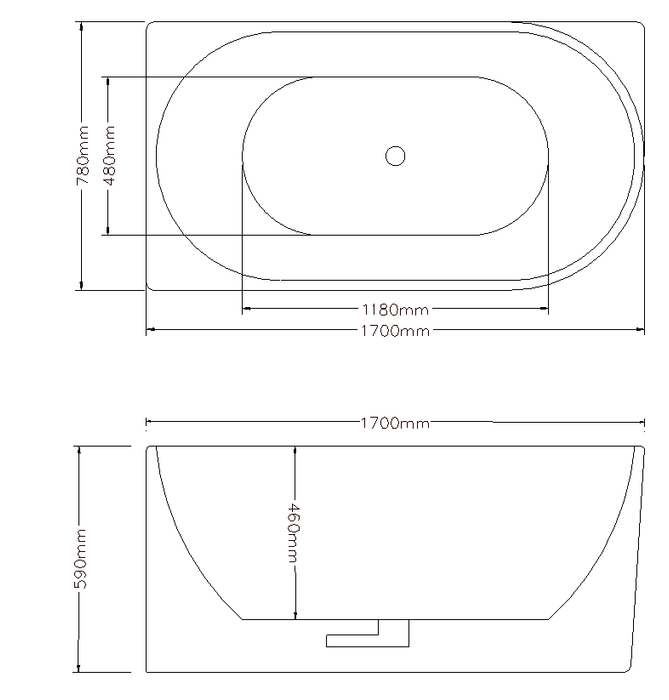 BINGIE Overflow Left Hand Corner Skirt Bath - Matte White 1700x780