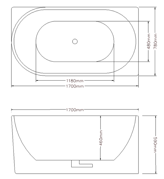 Bingie 1700mm Corner Bath Right Hand
