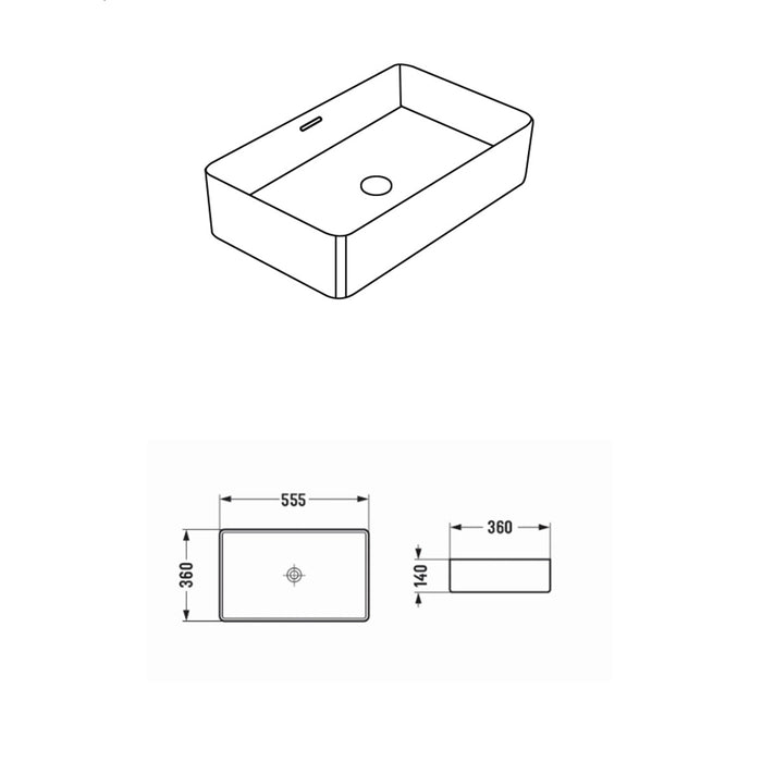 Ellips Ceramic Above Counter Basin - Gloss white 550x360