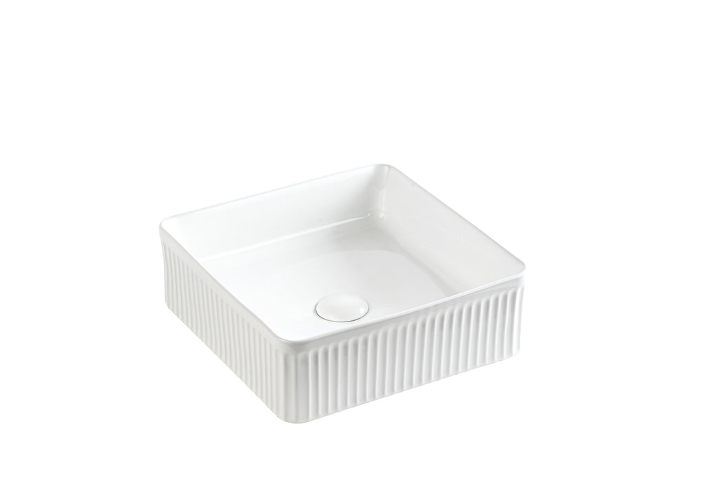 Crete Flueted Fine Ceramic Above Counter Basin - Matte White