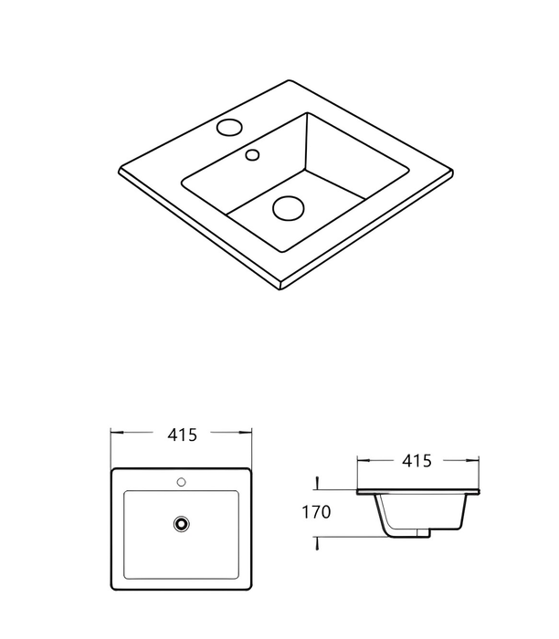 Crete Ceramic Insert Art Basin - Gloss White 415x415