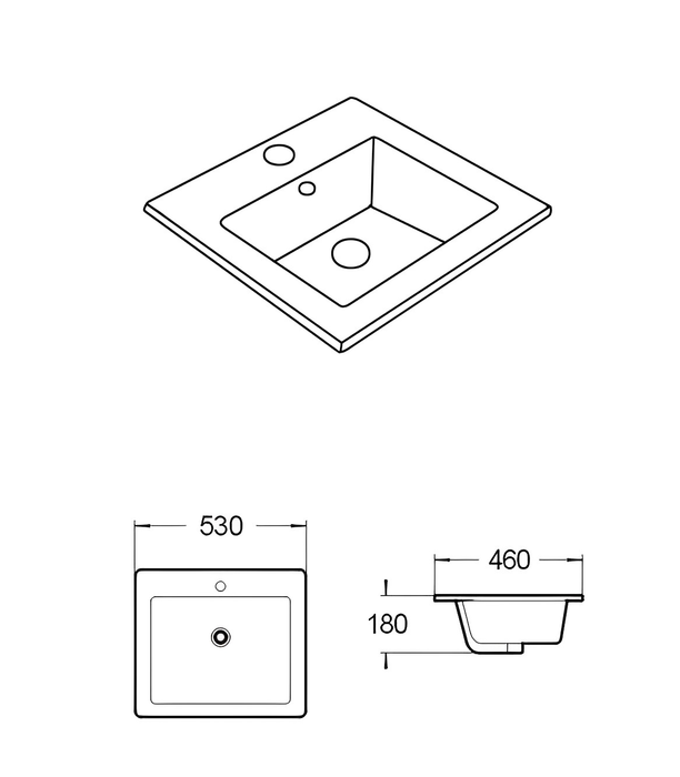 Crete Ceramic Insert Art Basin - Gloss White 530x460