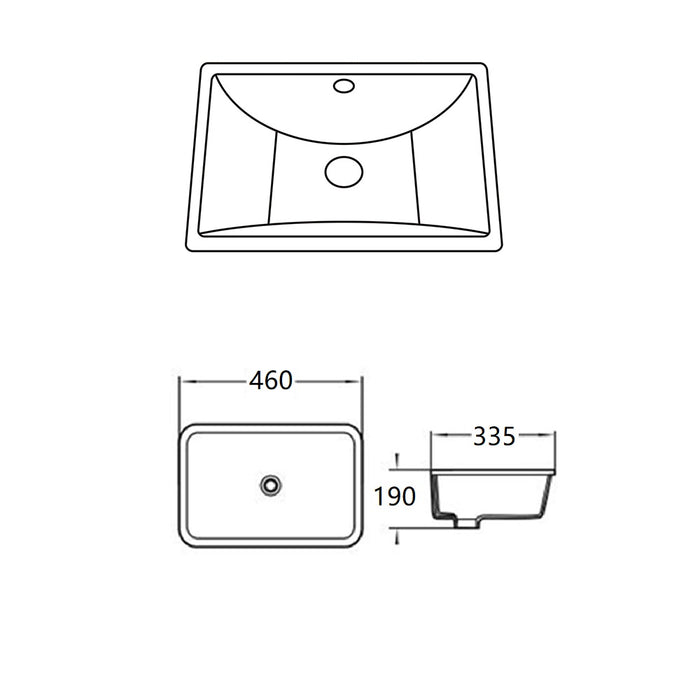 Crete Fine Ceramic Under Counter Basin - Gloss White 460x335
