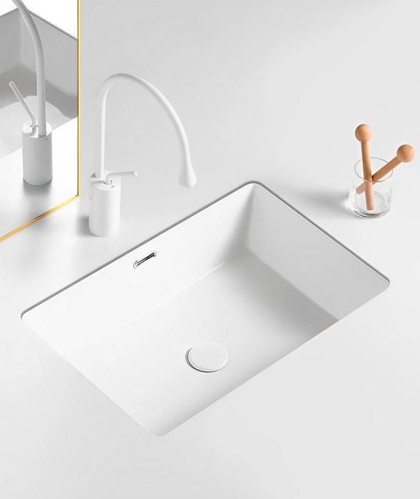 Crete Fine Ceramic Under Counter Basin - Gloss White 460x335