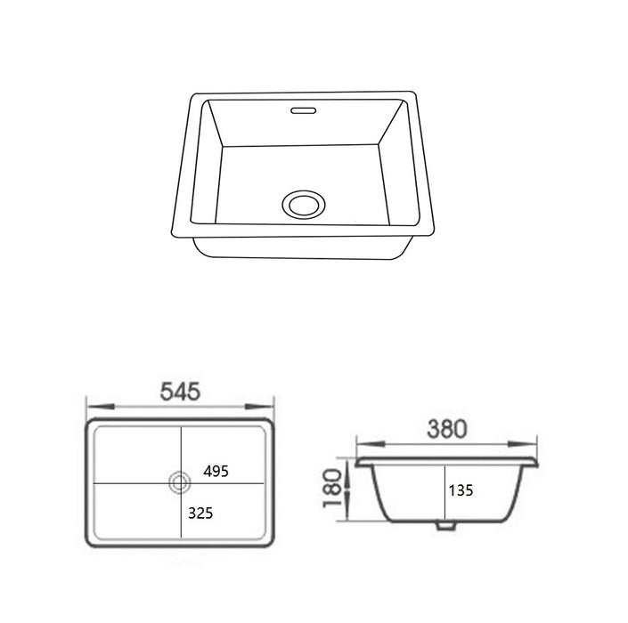 Crete Fine Ceramic Under Counter Basin - Gloss White 545x380