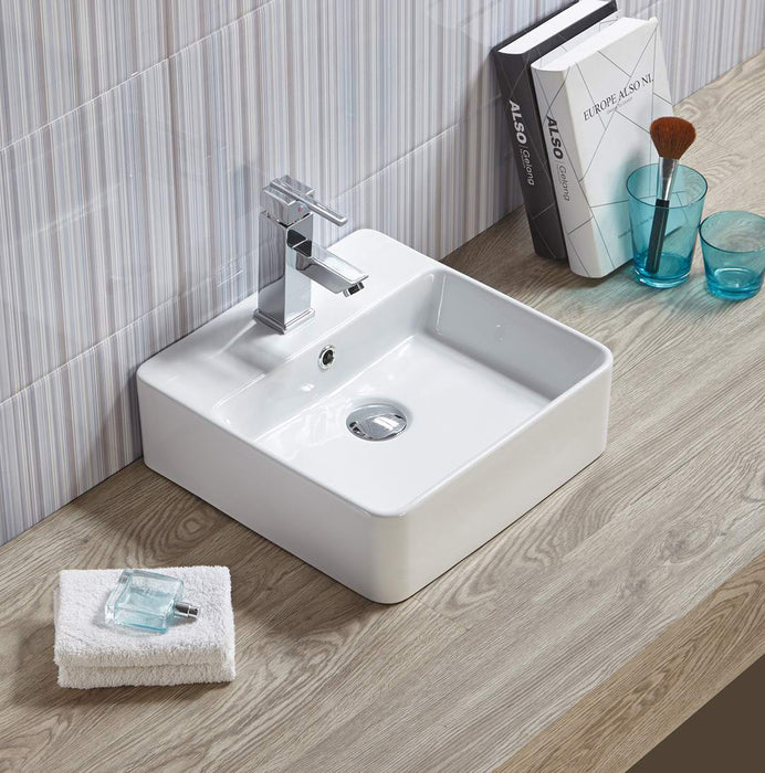 Crete Fine Ceramic Wall Hung /Above Basin - Gloss white 380x380