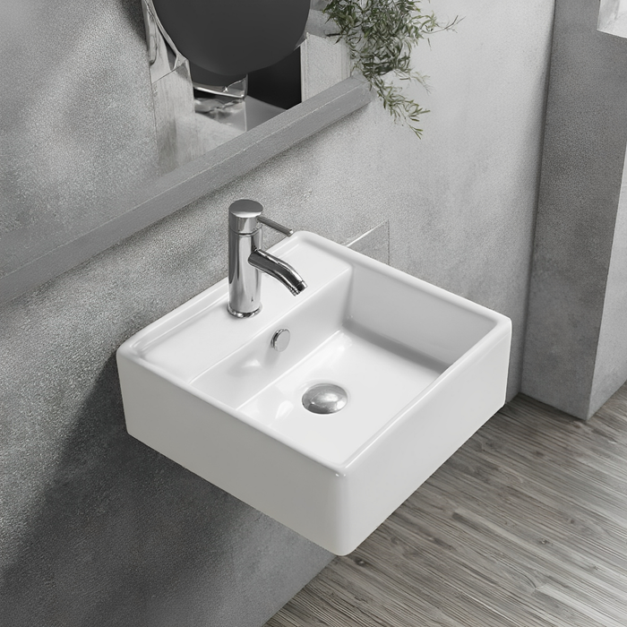 Crete Fine Ceramic Wall Hung /Above Basin - Gloss white 460x460