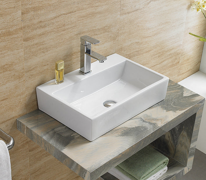 Crete Fine Ceramic Wall Hung /Above Basin - Gloss white 530x360