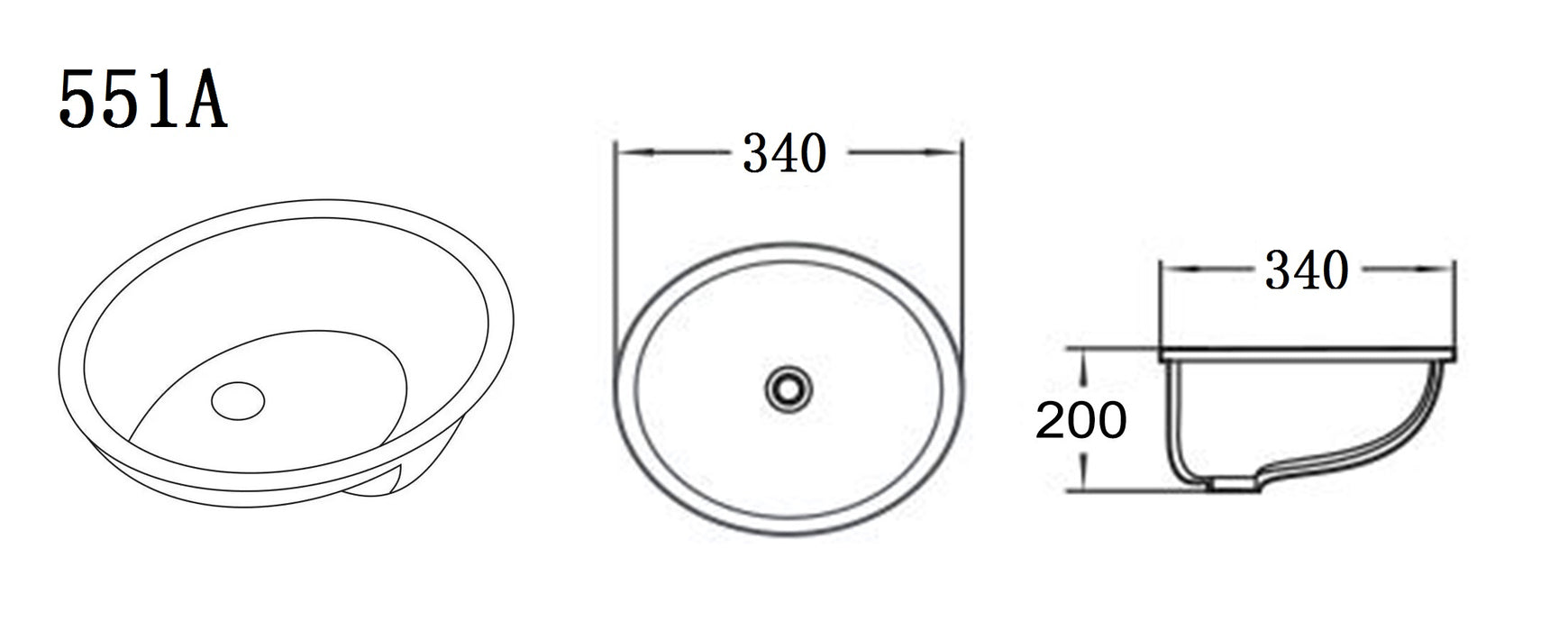 Elipps Fine Ceramic Under Counter Basin - Gloss White 340x340