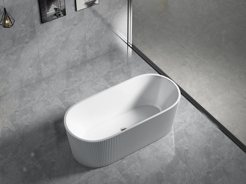 Agena Fluted Acrylic Free-Standing Bath - Gloss White 1500x750