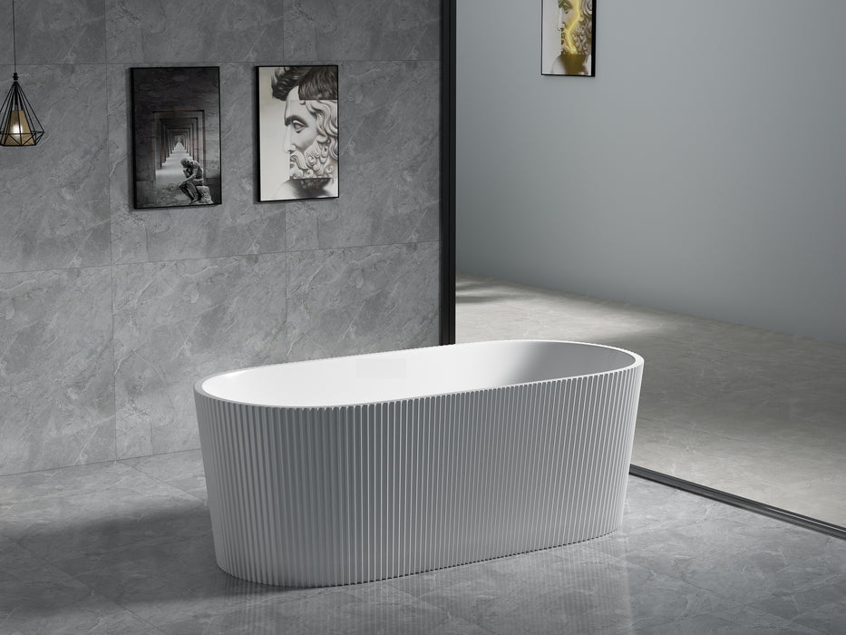 Agena Fluted Acrylic Free-Standing Bath - Gloss White 1500x750