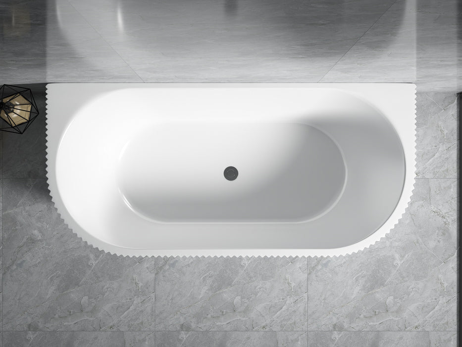 BINGIE Fluted Skirt Back to Wall Bath - Gloss White 1700x800
