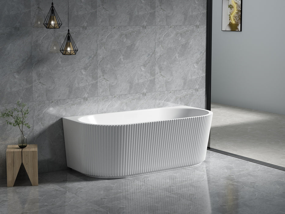 BINGIE Fluted Skirt Back to Wall Bath - Gloss White 1700x800