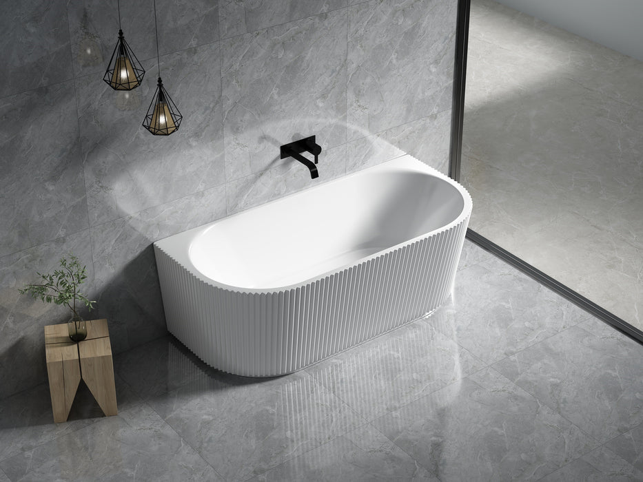 BINGIE Fluted Skirt Back to Wall Bath - Matte White 1500x750