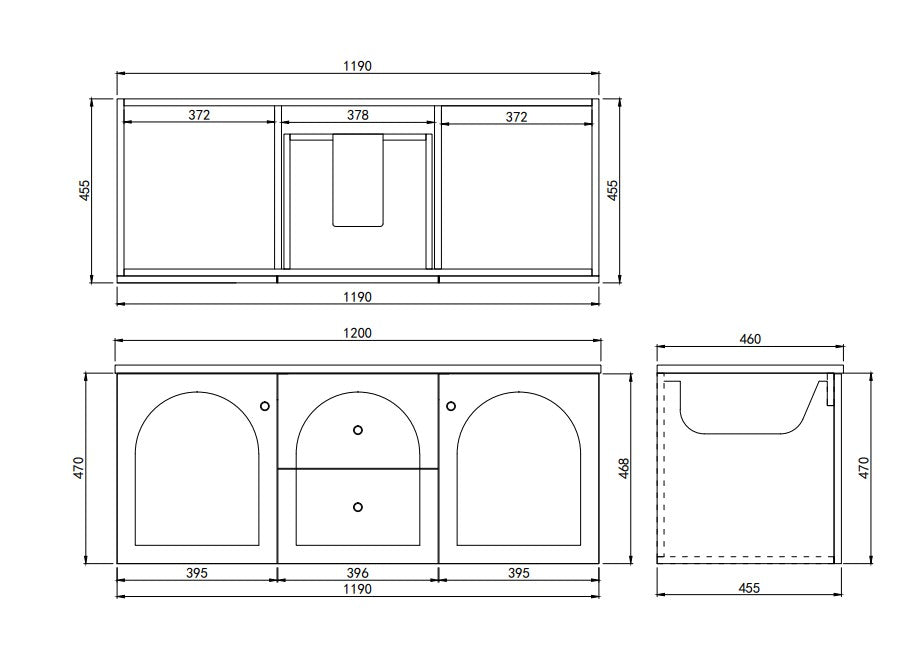 Chester Federation Double Bowl Wall hung PVC Cabinet 1190x455x470