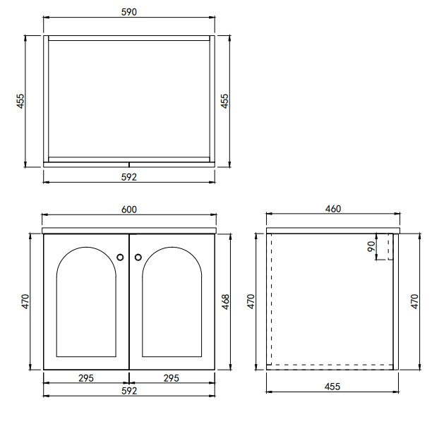 Chester Federation wall hung PVC Cabinet 590x455x470