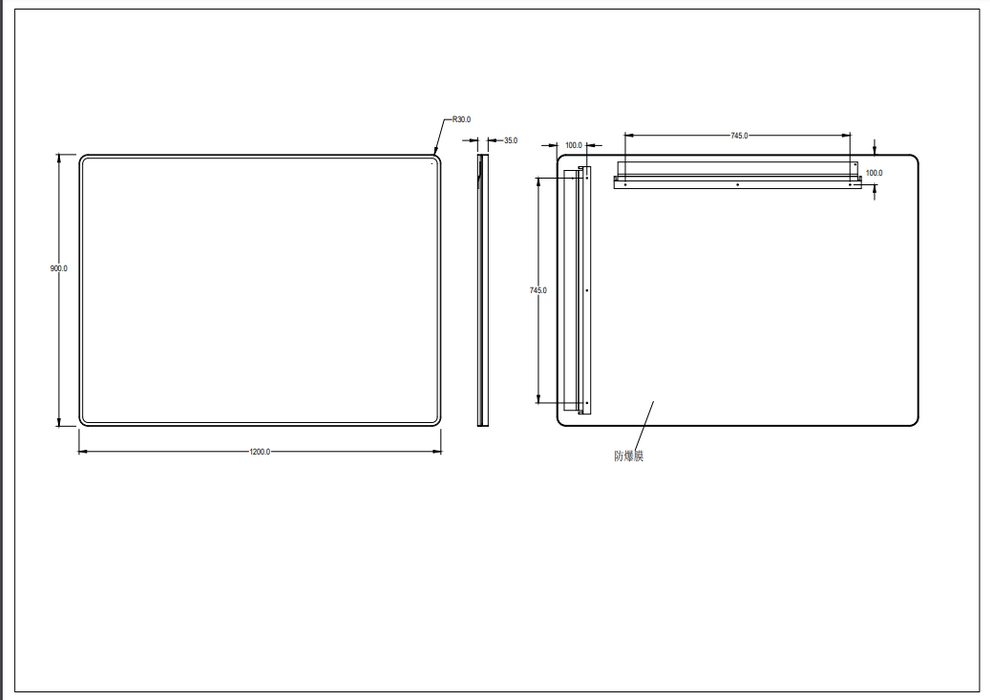 Recta Framed Mirror - Matte Black