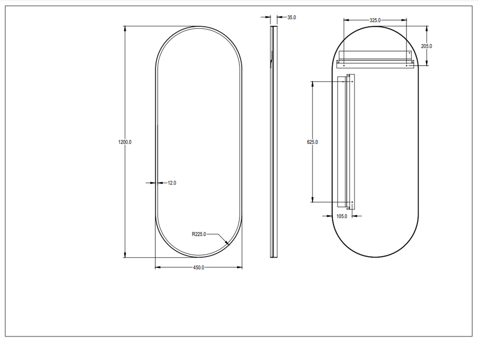 Ellips Framed Mirror - Matte Black