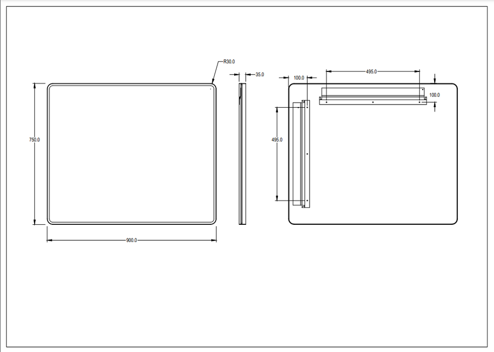 Recta Framed Mirror - Matte Black