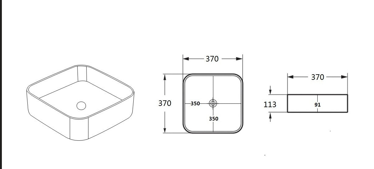 Kliff Fine Ceramic Above Counter Basin - Gloss White 370x370