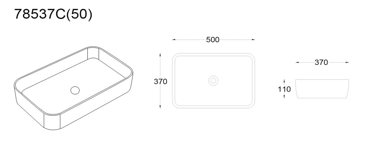 Kliff Fine Ceramic Above Counter Basin - Matt Marble White 500x370