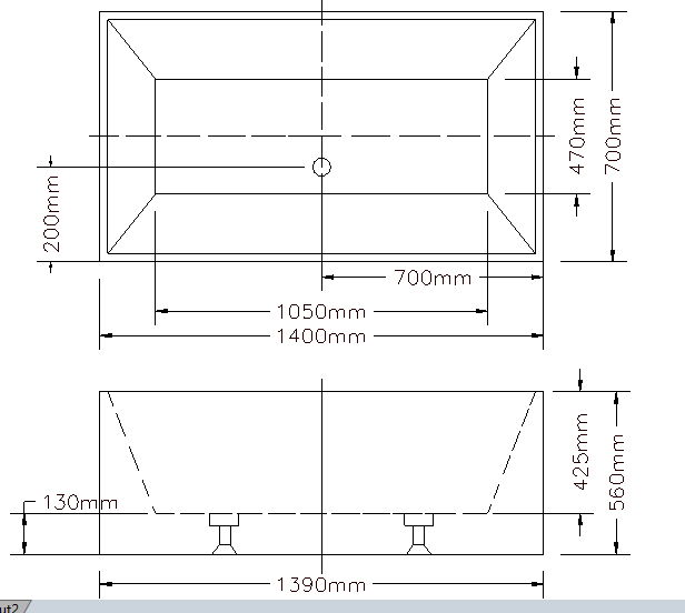 Kliff Multifit Free Standing Bath - No Overflow 1400x700