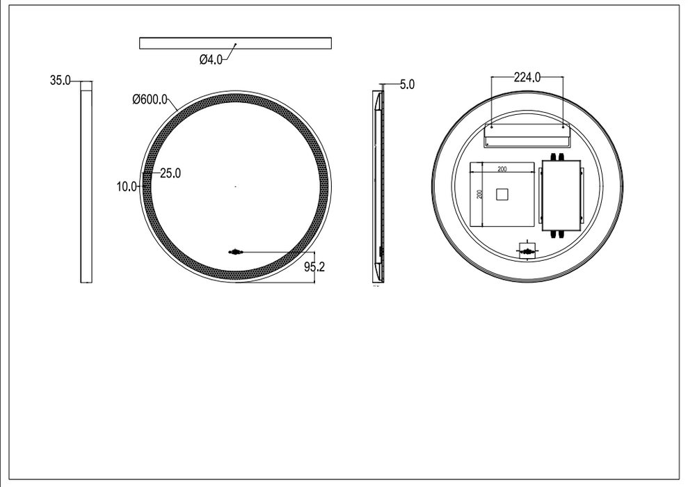 Orbis Framed LED Mirror Electroplated - Gun Metal