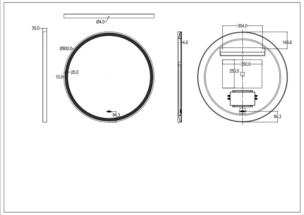 Orbis Framed LED Mirror Electroplated - Gun Metal
