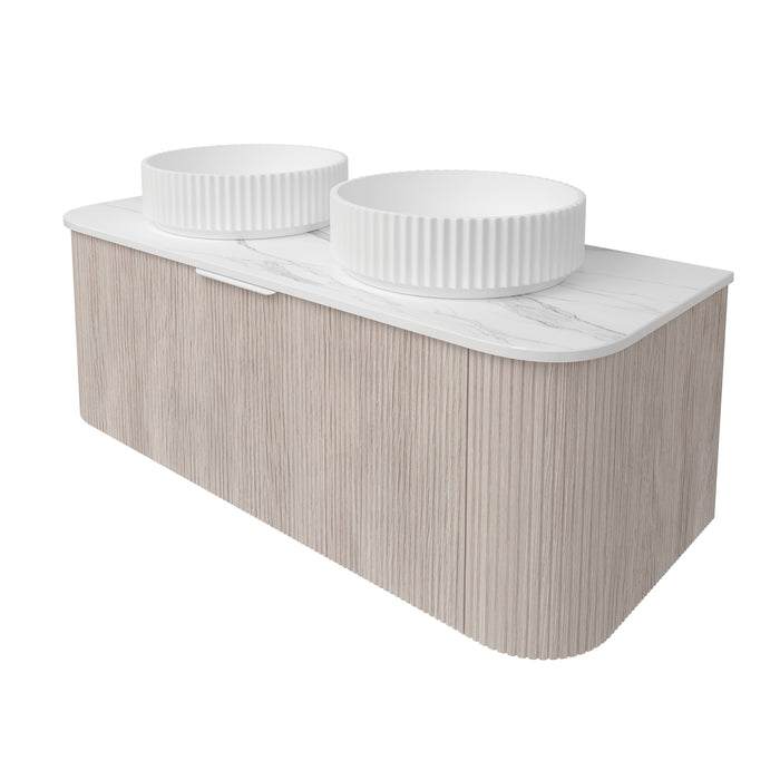 Agena Fluted Double Bowl Wood Grain WH Vanities 1190x493x400