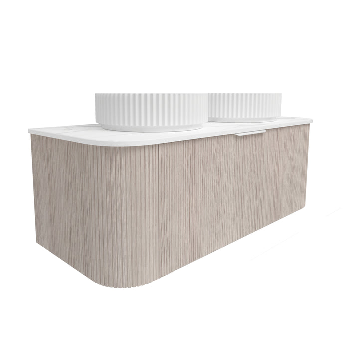 Agena Fluted Double Bowl Wood Grain WH Vanities 1190x493x400