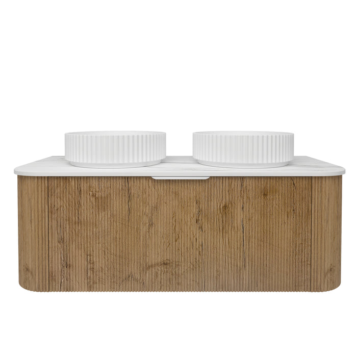 Agena Fluted Double Bowl Wood Grain WH Vanities 1190x493x400