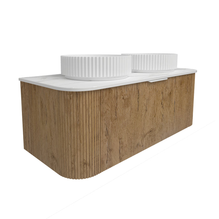 Agena Fluted Double Bowl Wood Grain WH Vanities 1190x493x400