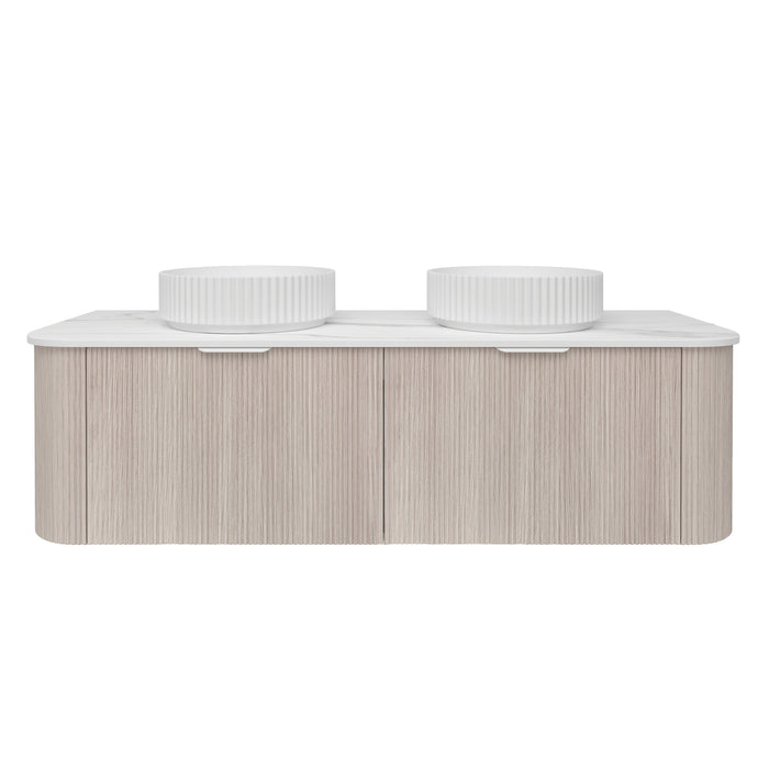Agena Fluted Double Bowl Wood Grain WH Vanities 1490x493x400