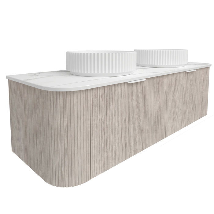 Agena Fluted Double Bowl Wood Grain WH Vanities 1490x493x400