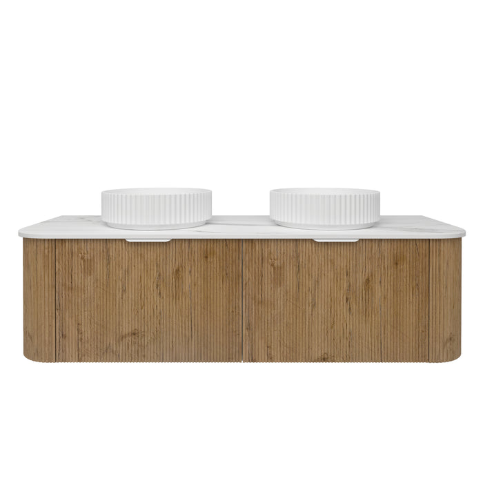 Agena Fluted Double Bowl Wood Grain WH Vanities 1490x493x400