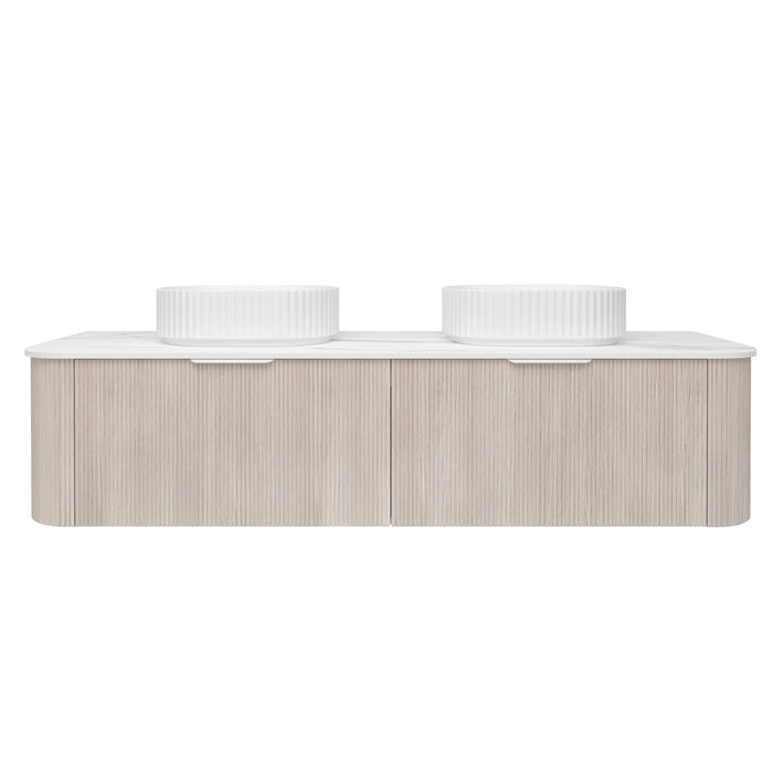 Agena Fluted Double Bowl Wood Grain WH Vanities 1790x493x400