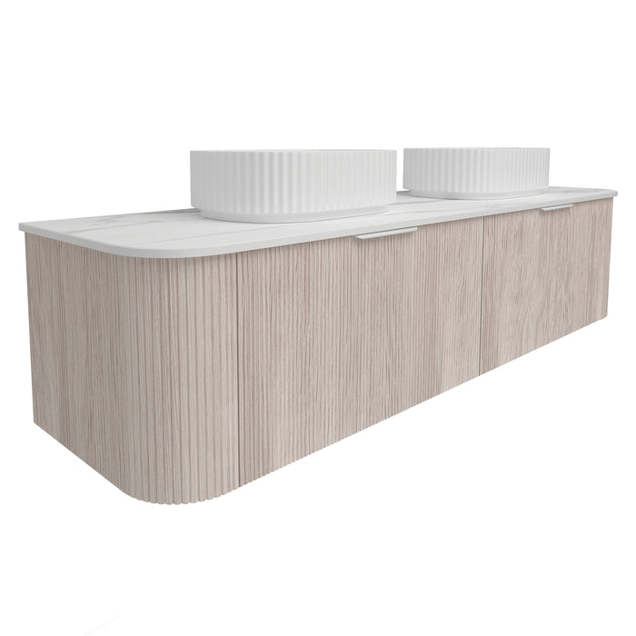 Agena Fluted Double Bowl Wood Grain WH Vanities 1790x493x400