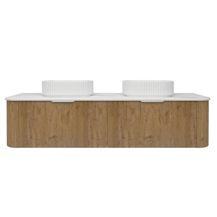 Agena Fluted Double Bowl Wood Grain WH Vanities 1790x493x400