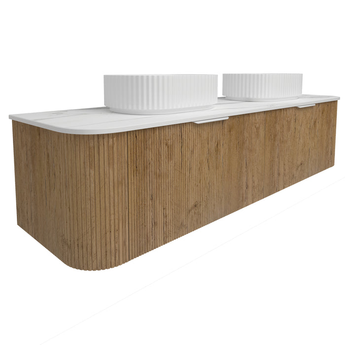Agena Fluted Double Bowl Wood Grain WH Vanities 1790x493x400