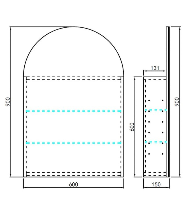 Allison Arch Shaving Cabinets - Matte White 600x900 - NO LED