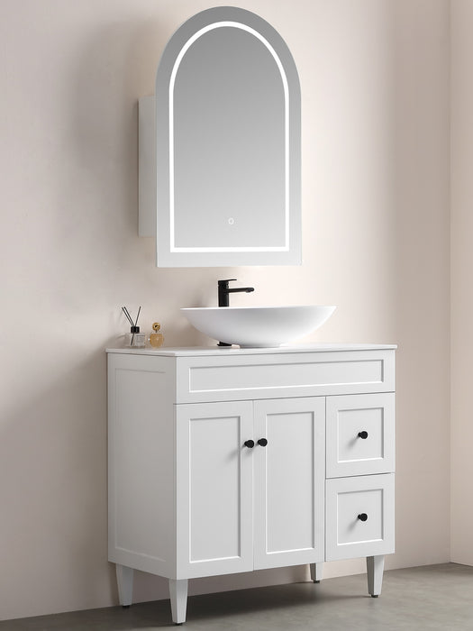 Allison Arch LED Shaving Cabinets - Matte White 600x900