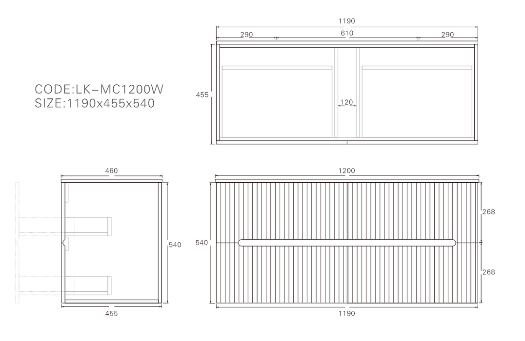 Cabarita Morden Single Bowl Wall Hung PVC Cabinet 1190x455x540