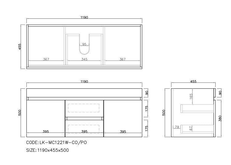 Camden Mordern Single Bowl Wall Hung Cabinet 1190x455x500