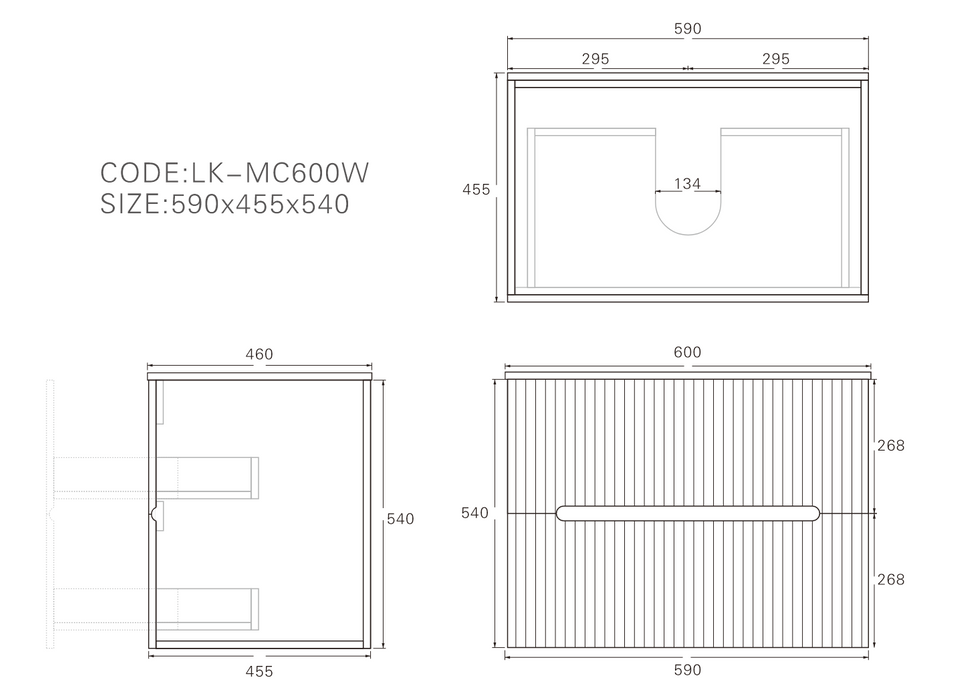 Cabarita Morden Wall Hung PVC Cabinet 590x455x540