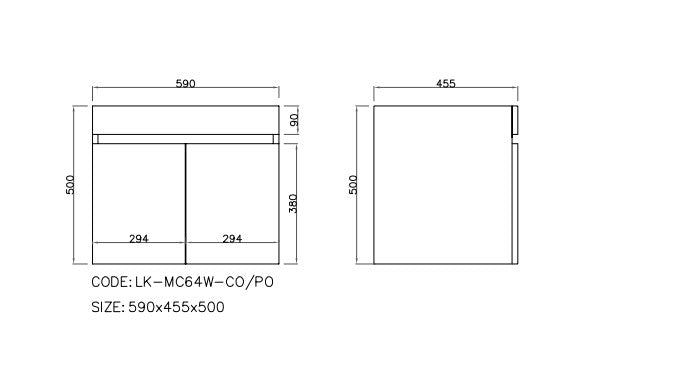 Camden Mordern Wall Hung Cabinet 590x455x500