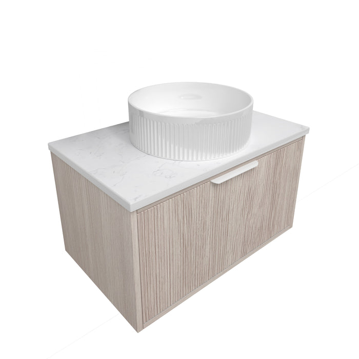 Kliff Fluted Wood Grain Vanity - Cabinet Only Coastal Oak 740 x 455 x400mm