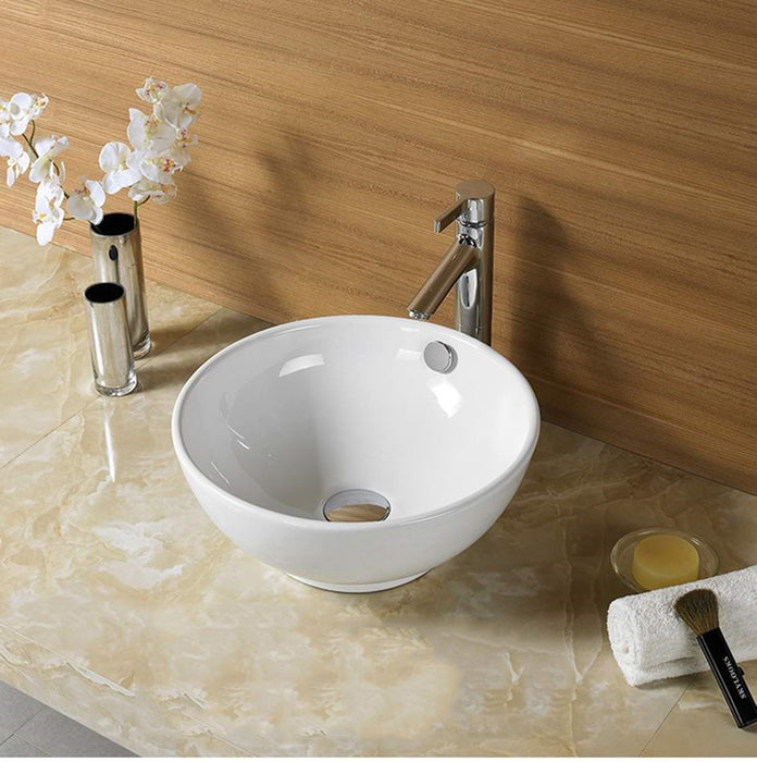 Orbi Fine Ceramic Above Counter Basin - Gloss White 380x380