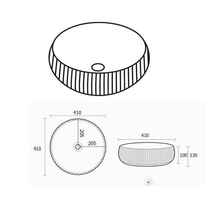 Oran Fine Ceramic Fluted Art Basin - Matte White 400x400