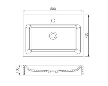 Crette Solid Surface Stone Wall Hung Basin - Matte White 600x420
