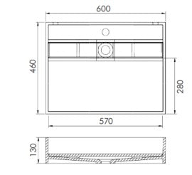 Crette Solid Surface Stone Wall Hung Basin - Matte White 600x460